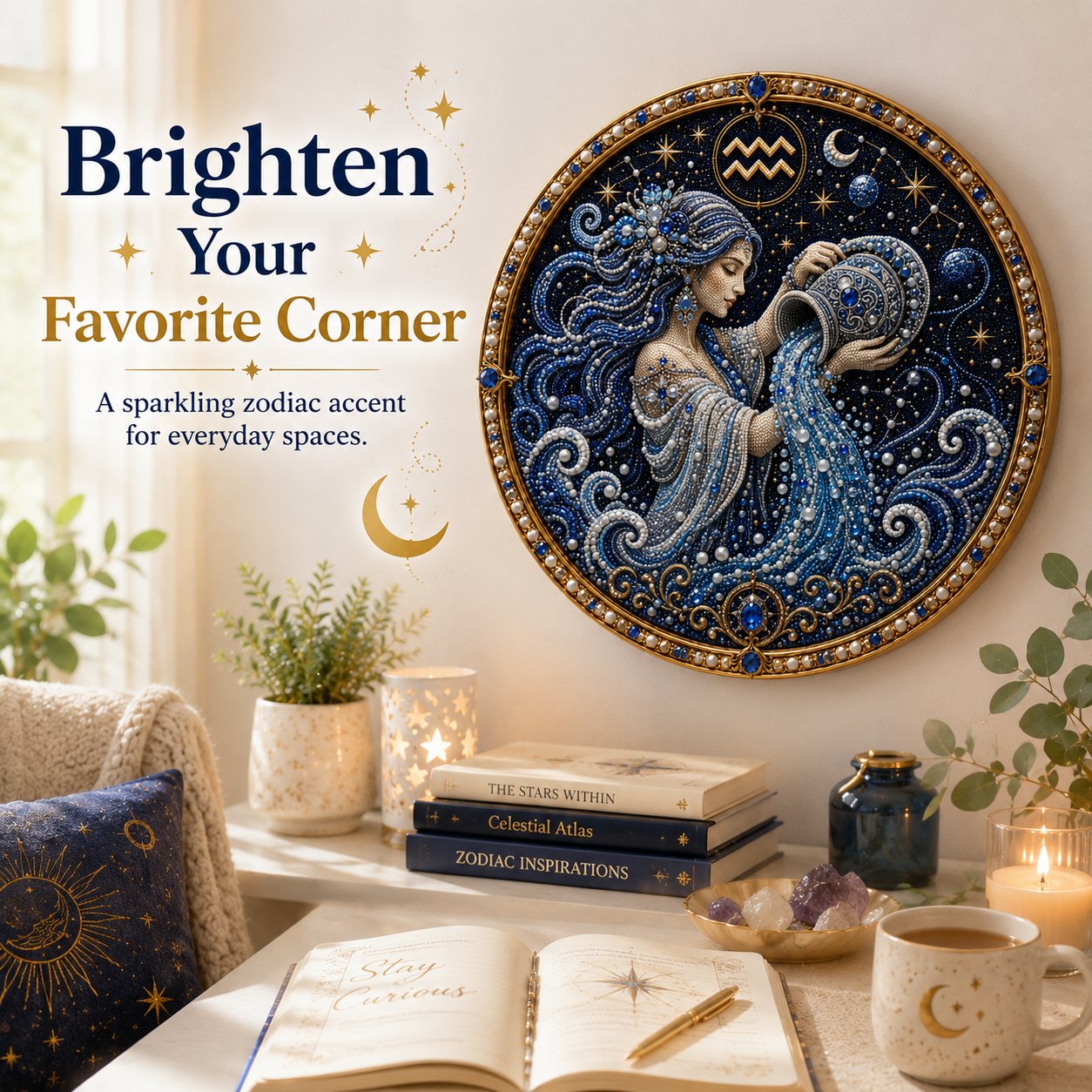 🌙 Magic On Your Wall! Luxury 3D Zodiac Pearl Art For A Cozy Home 🔮