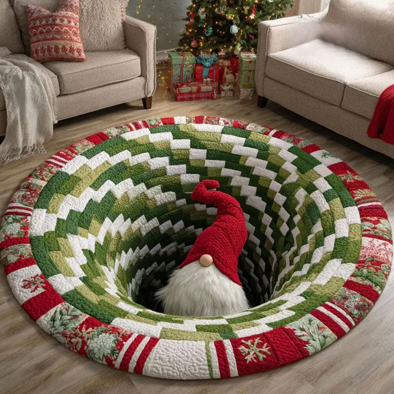 🌀 3D Illusion Christmas Rug 🎄 | Round, Non-Slip & Washable | Eye-Catching Home Decor ✨