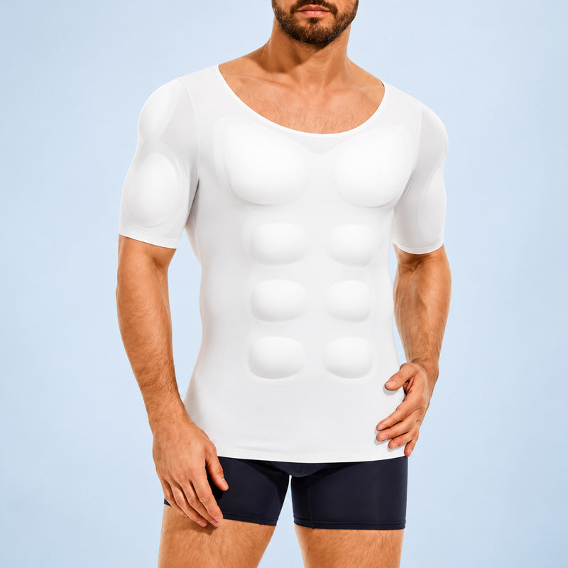 💪 Men’s Muscle Shaping T-Shirt — Instant Sculpted Torso Look!