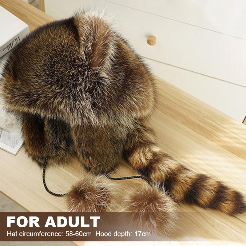 💥 50% OFF Black Friday! Luxurious Faux-Fur Hat (Raccoon-Tail Style) 🦌 | Winter & Outdoor