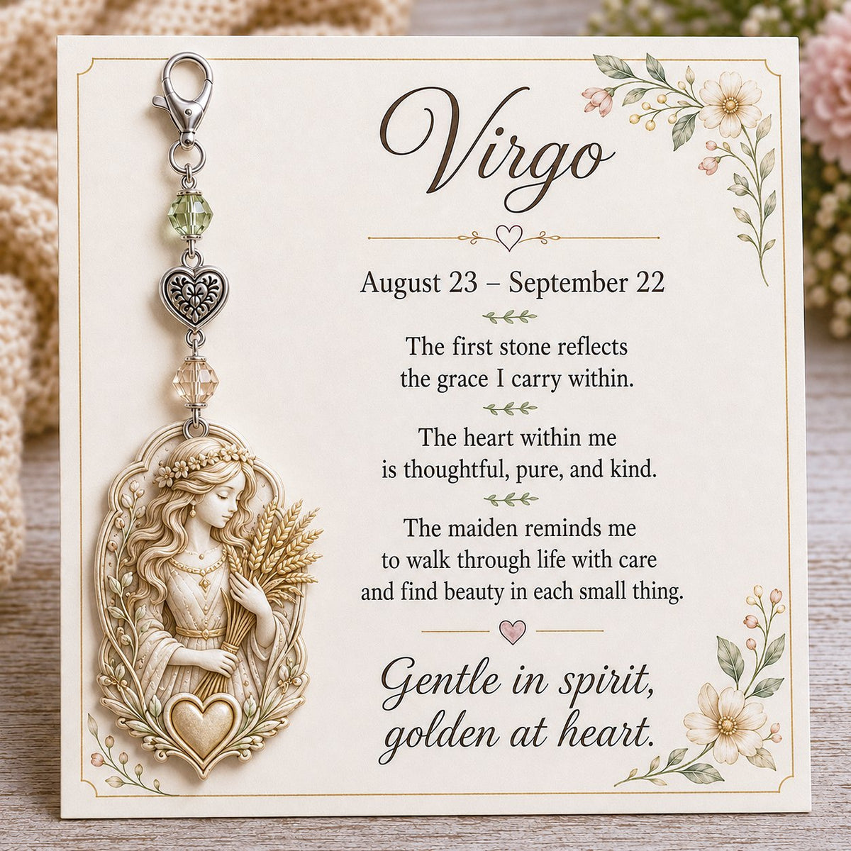 💫12 Zodiac Birthstone Charm Keepsake Card | Astrology Birthday Gift for Her