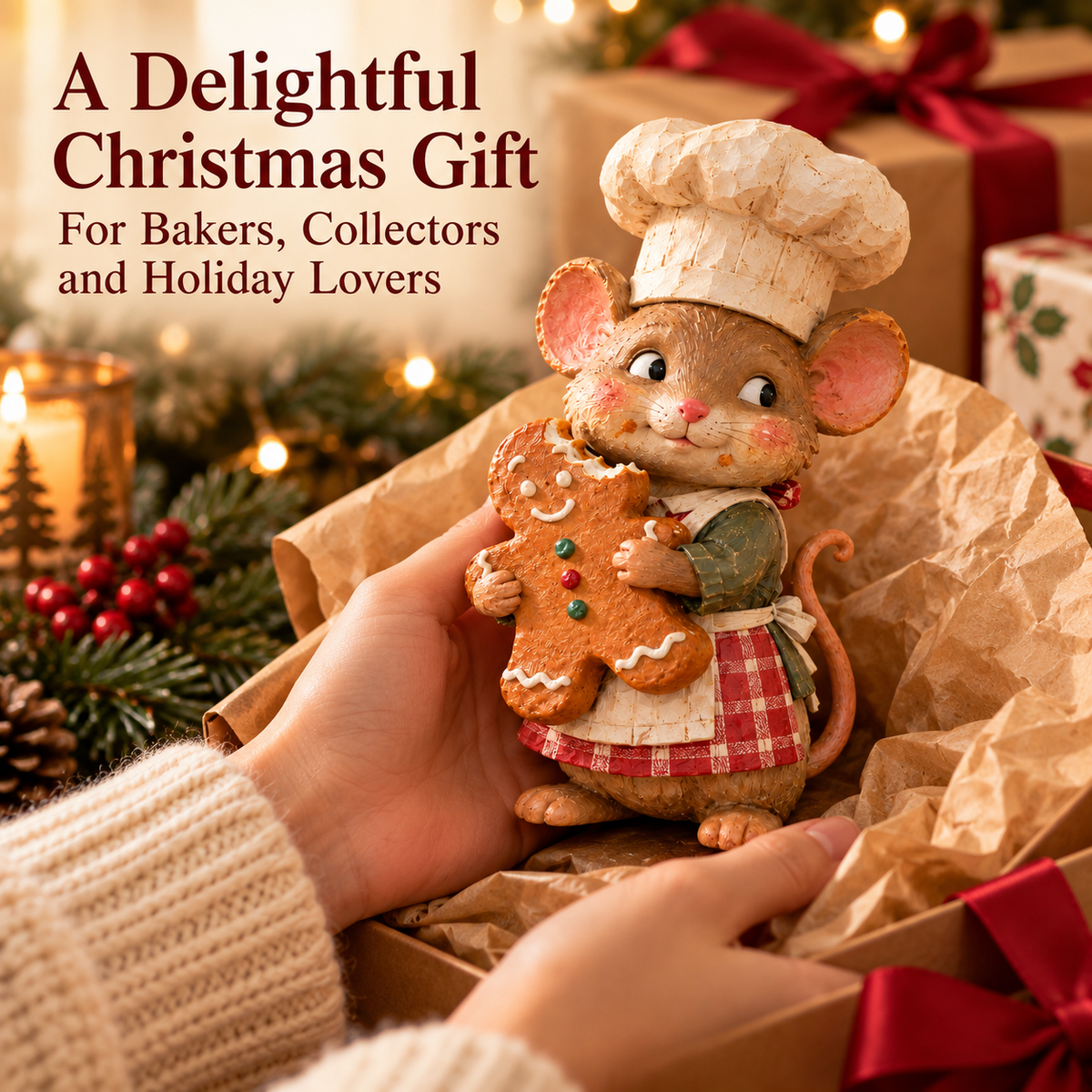 🍪 Gingerbread Mouse Baker Figurine