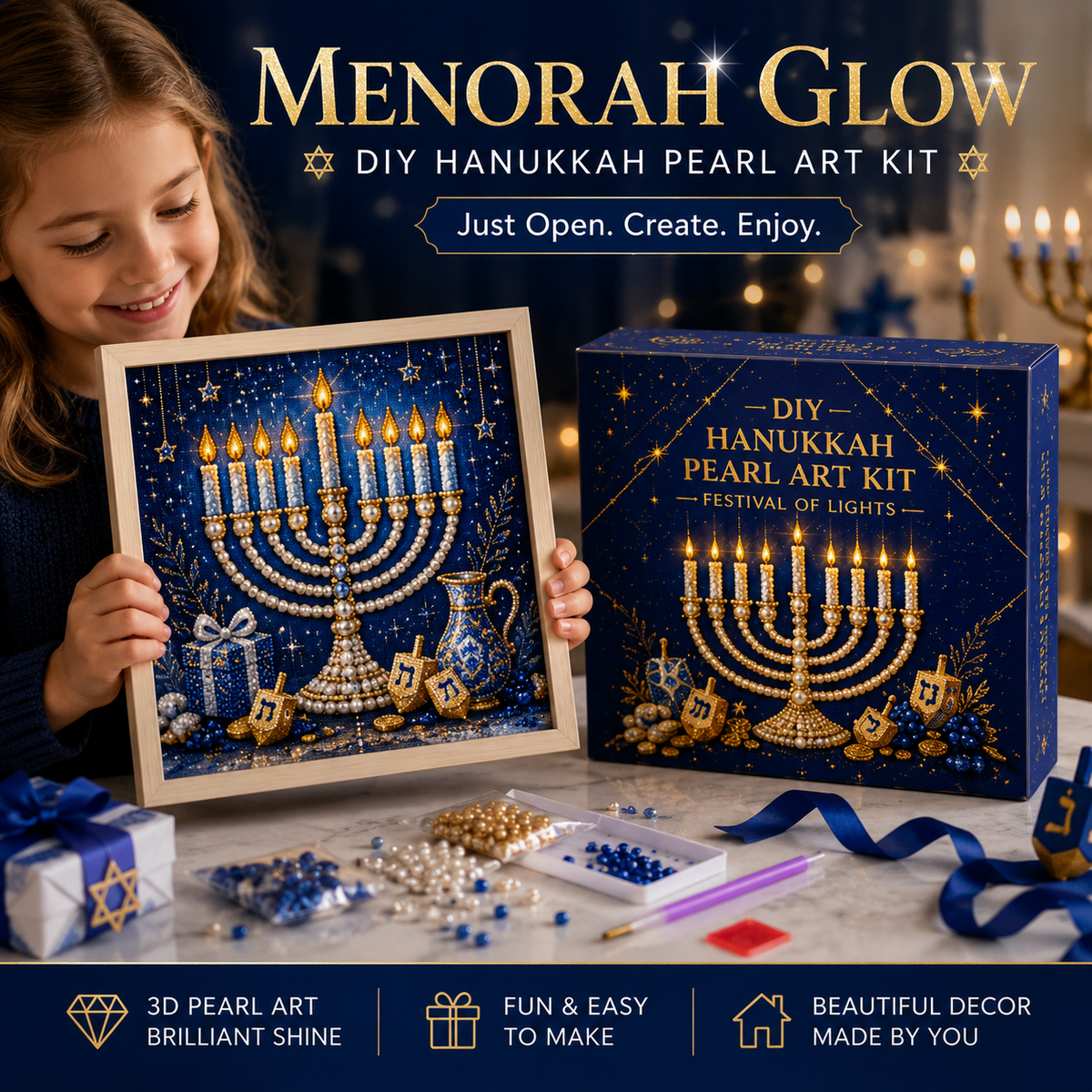 🕎✨ Hanukkah Pearl Art DIY Kit — create something beautiful together, one pearl at a time