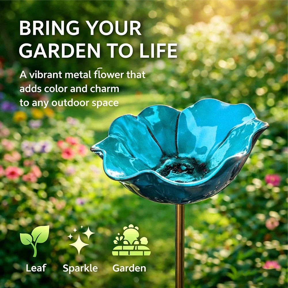 💖Handmade Metal Flower Garden Stake🐦