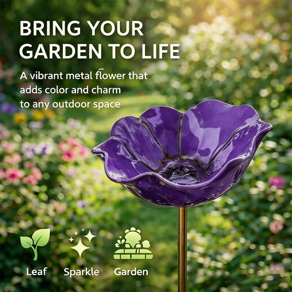 💖Handmade Metal Flower Garden Stake🐦