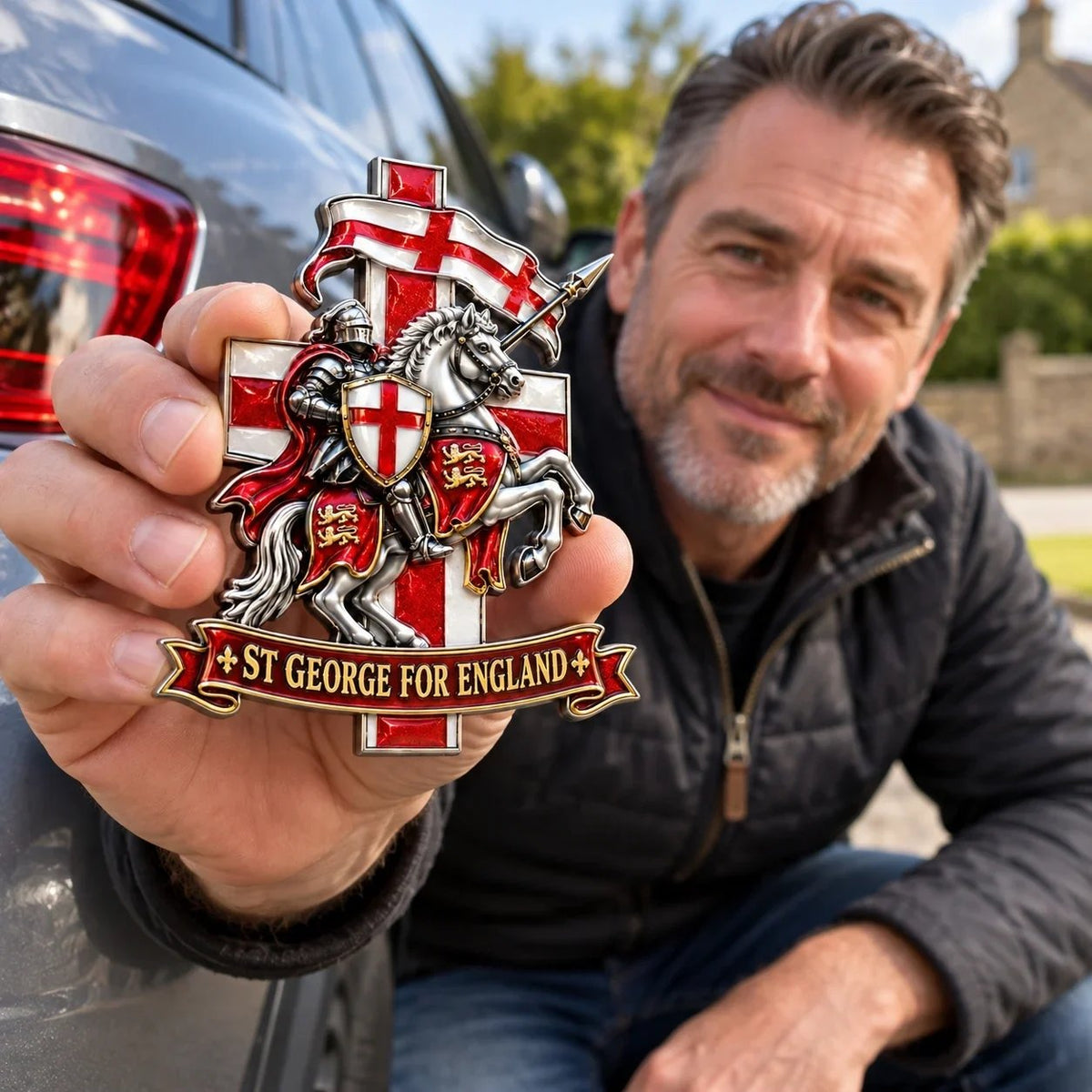 🛡️ St George for England Metal Car Emblem – A Symbol of Protection & Blessing