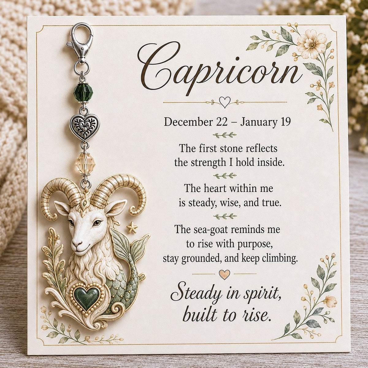 💫12 Zodiac Birthstone Charm Keepsake Card | Astrology Birthday Gift for Her