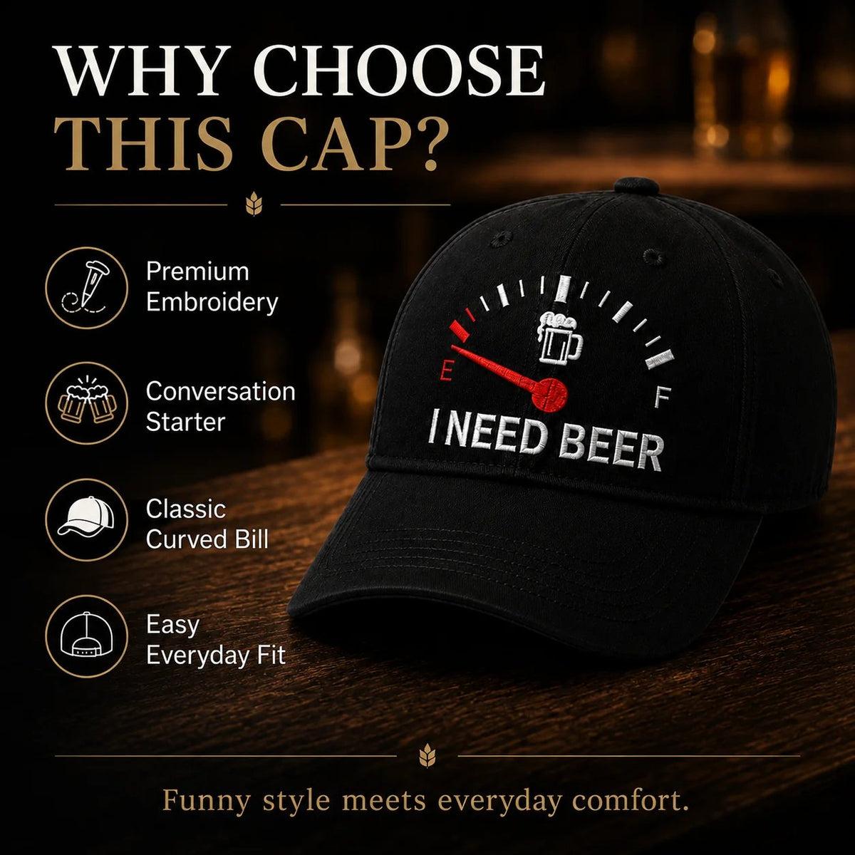 🔥LAST DAY 50% OFF - 🍺 ‘I NEED BEER’ Embroidered Baseball Cap – Unisex Novelty Cap 🧢