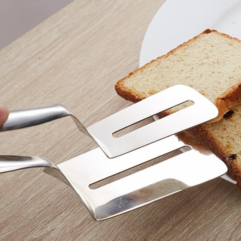 🔥 Multi-functional Stainless Steel Cooking Tongs – Tongs & Spatula All In One! 🍔✨