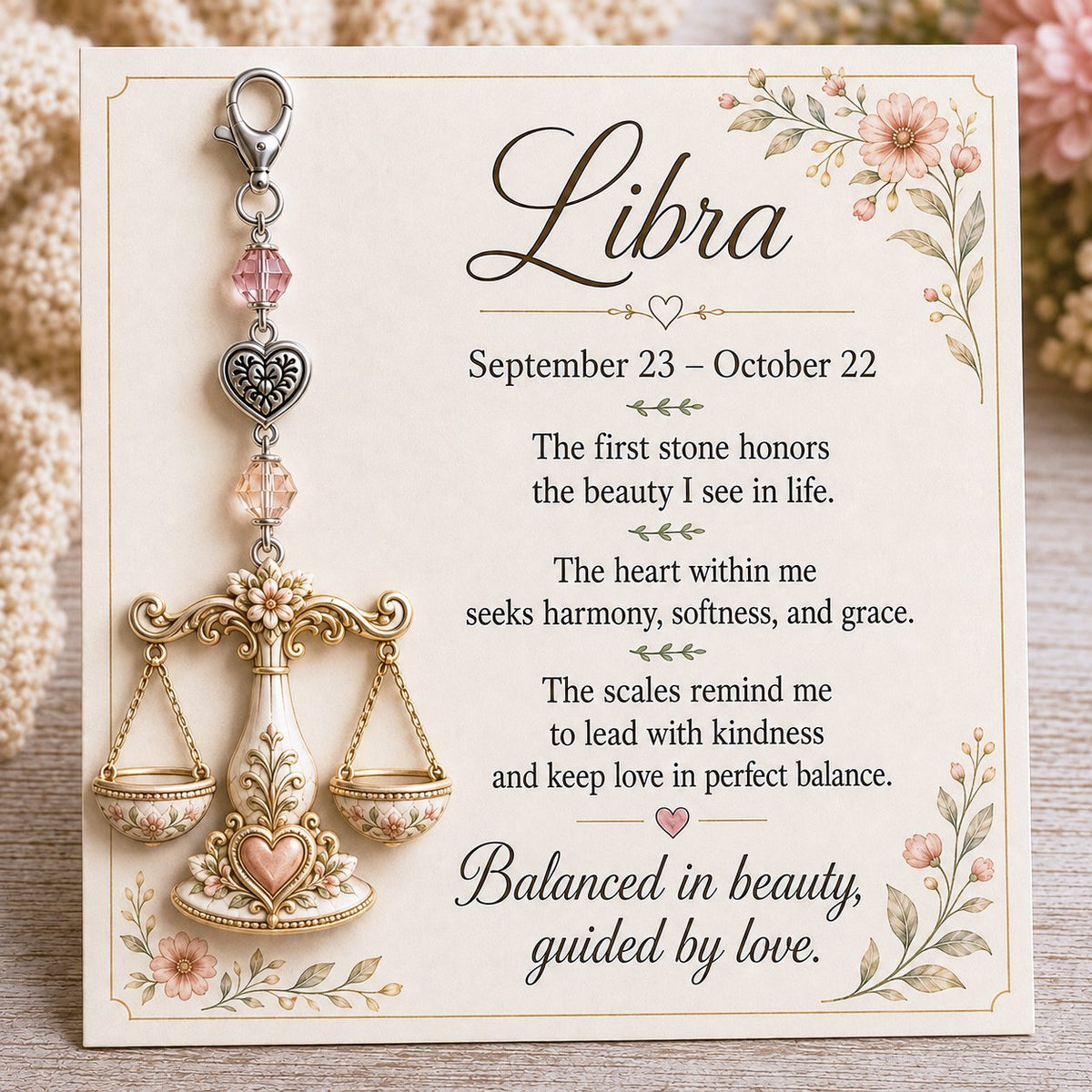 💫12 Zodiac Birthstone Charm Keepsake Card | Astrology Birthday Gift for Her