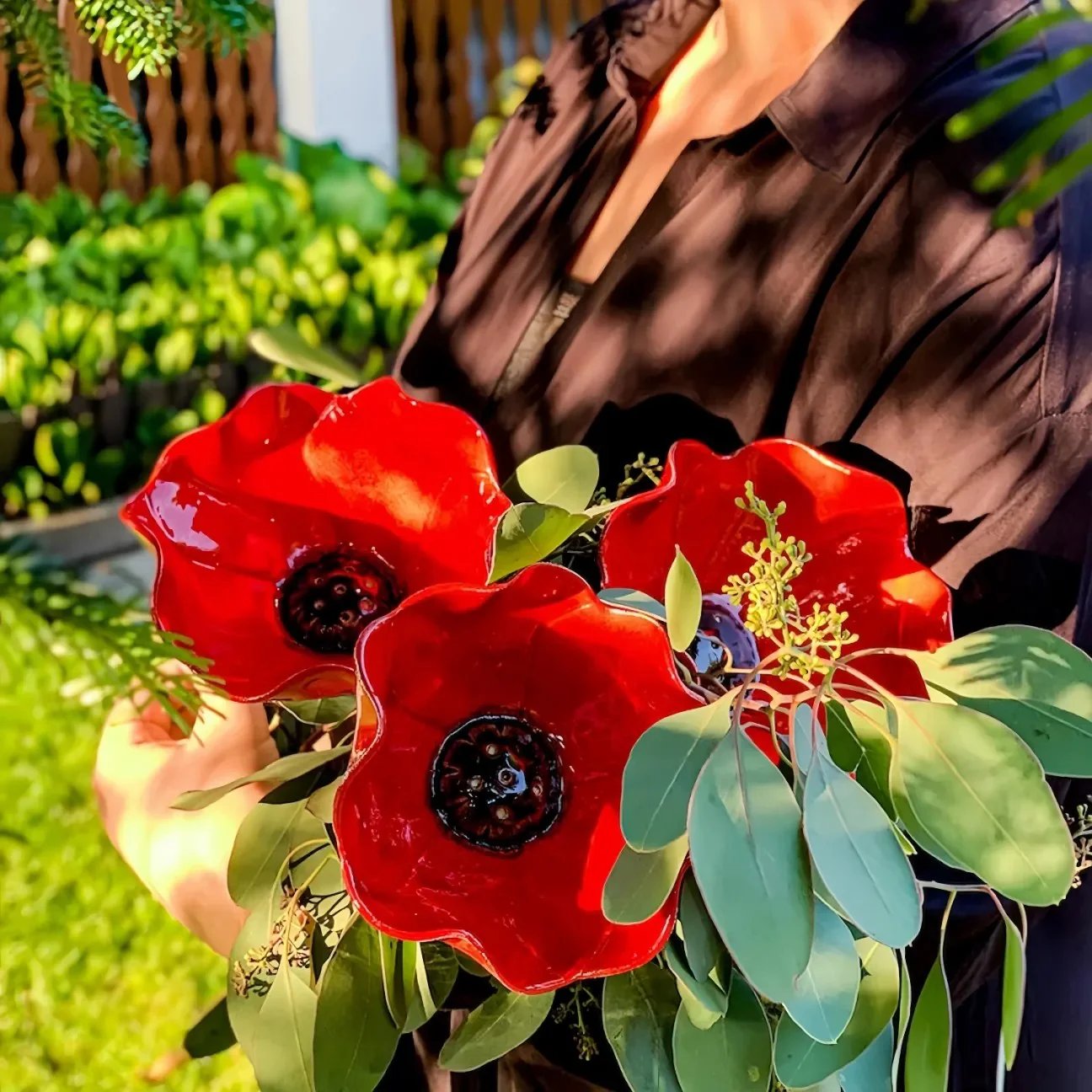 💖Handmade Metal Flower Garden Stake🐦