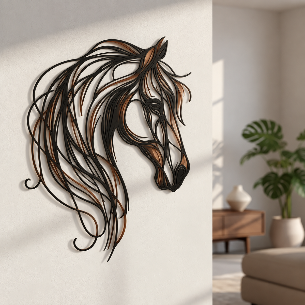 🐎 Horse Head Openwork Metal Wall Art