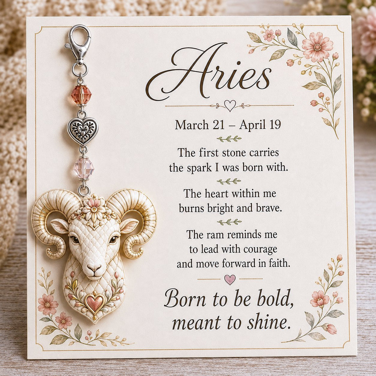 💫12 Zodiac Birthstone Charm Keepsake Card | Astrology Birthday Gift for Her