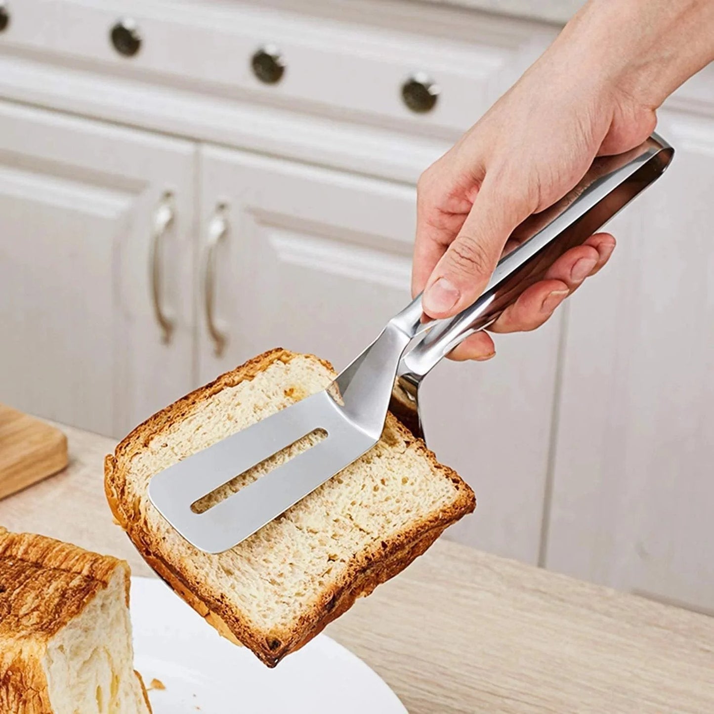 🔥 Multi-functional Stainless Steel Cooking Tongs – Tongs & Spatula All In One! 🍔✨