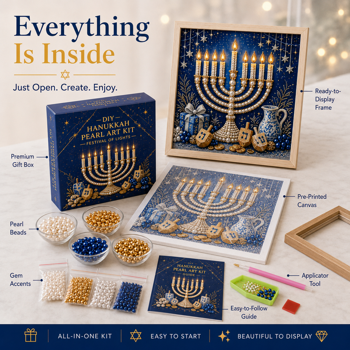 🕎✨ Hanukkah Pearl Art DIY Kit — create something beautiful together, one pearl at a time
