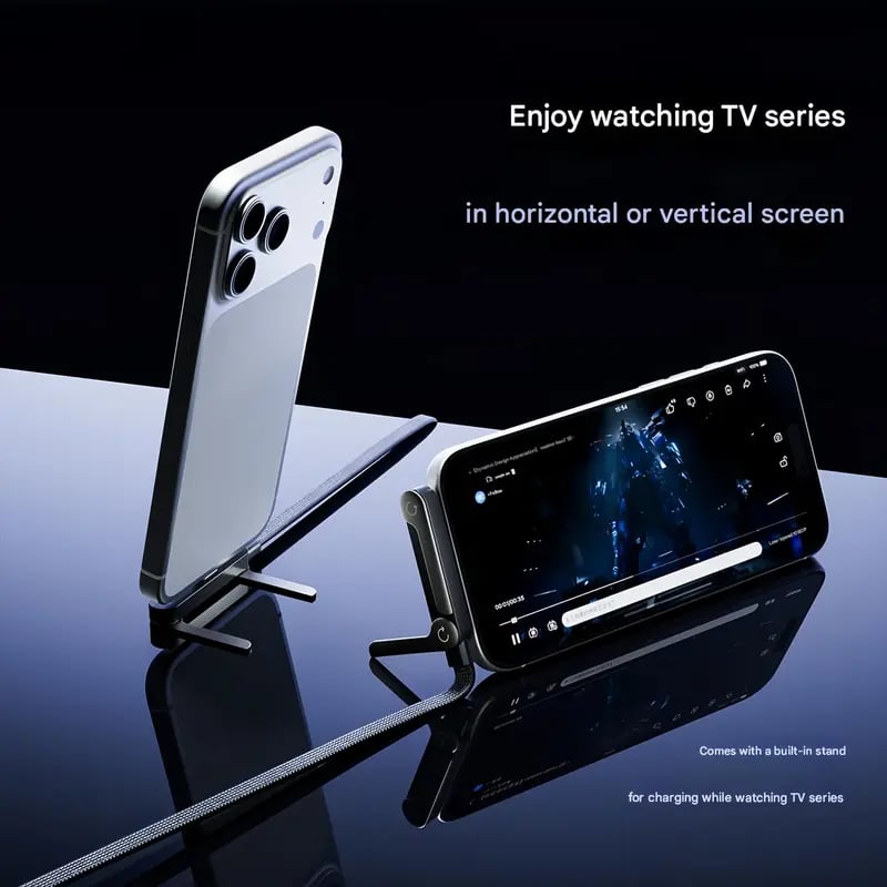 ⚡2-in-1 Invisible Holder Charger Cable – 240W Fast Charging Cord with Built-In Phone Stand