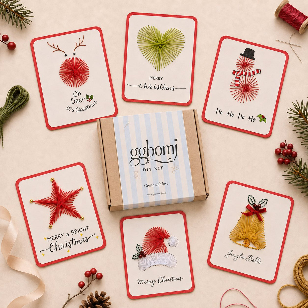 🎄🧵 DIY Christmas Embroidered‑Style Card Kit (6 designs) — a unique card, a gesture made from the heart
